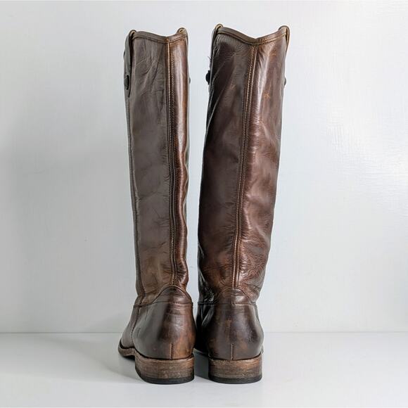 Frye Melissa Button Brown Leather Tall Boots 7.5 Equestrian Western Boho 77172 - Picture 7 of 16